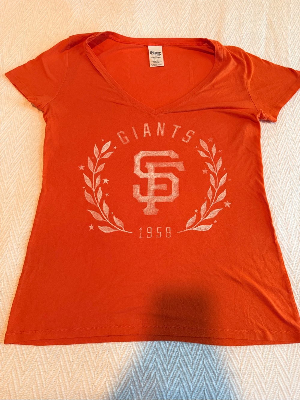 PINK Victoria's Secret Orange Sf Giants V-Neck Tee